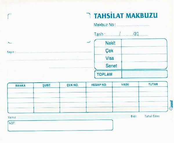 Uysal 20x50 2 Nüsha Otokopili Tahsilat Makbuzu