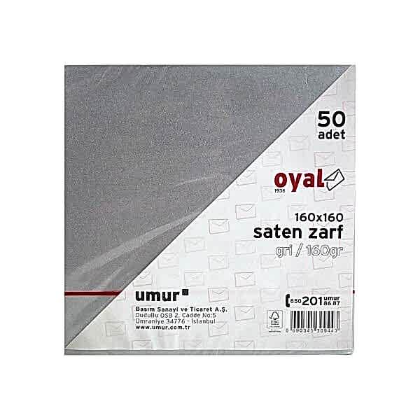 Oyal 08457 160 X 160 160 Gr 50'Lı Grı Saten Zarf
