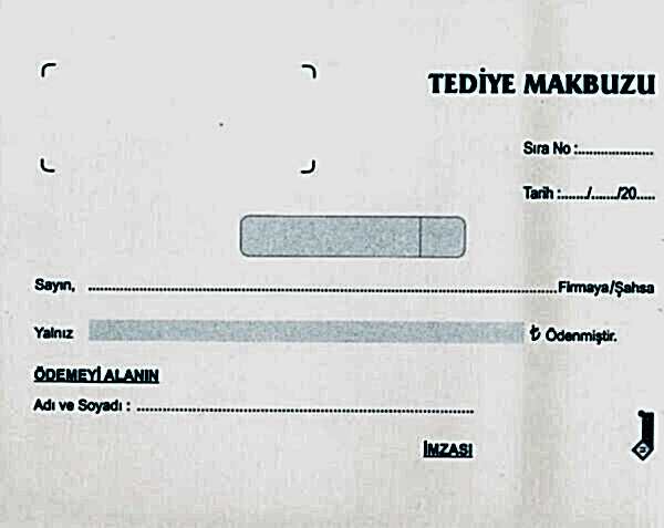 Uysal 2 Nüsha Otokopili Tediye Makbuzu