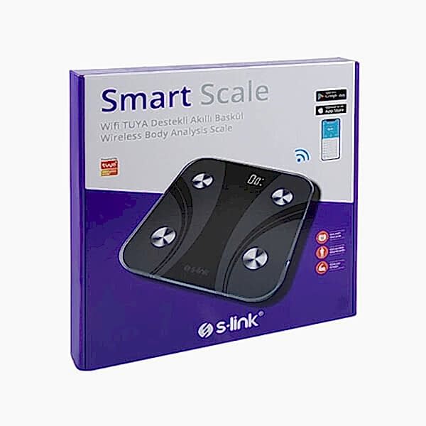 S-Link SL-SBS8 Swapp Çok Özellikli Wi-Fi TUYA Destekli Siyah Akıllı Baskül