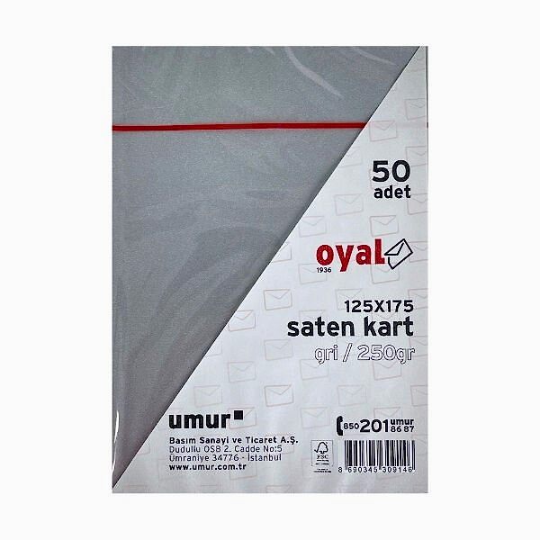 Oyal 08427 125 X 175 250 Gr 50'Lı Grı Saten Kart