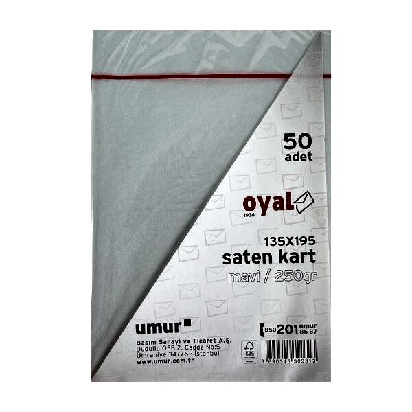 Oyal 08444 135 X 195 250 Gr 50'Lı Mavi Saten Kart