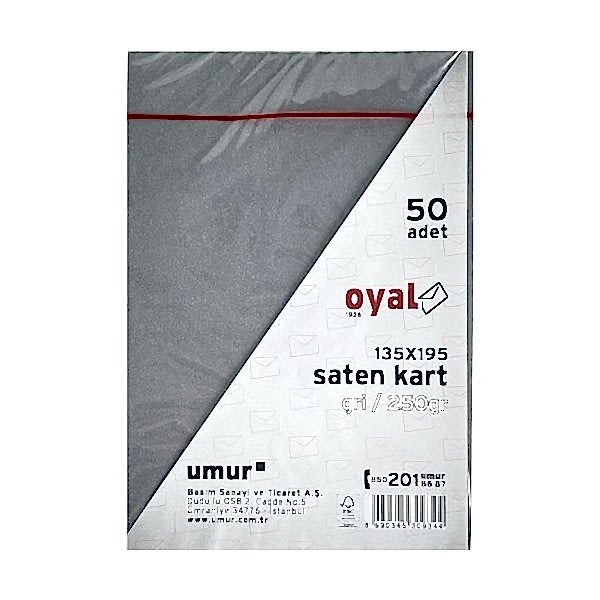Oyal 08446 135 X 195 250 Gr 50'Lı Gri Saten Kart
