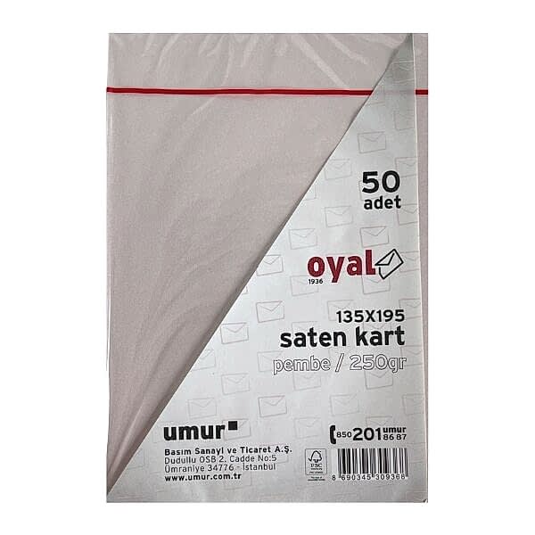 Oyal 08449 135 X 195 250 Gr 50'Lı Koyu Pembe Saten Kart