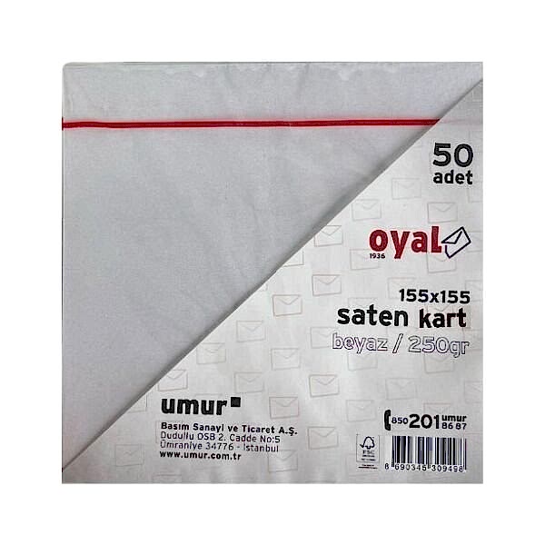 Oyal 08462 155 X 155 250 Gr 50'Lı Beyaz Saten Kart