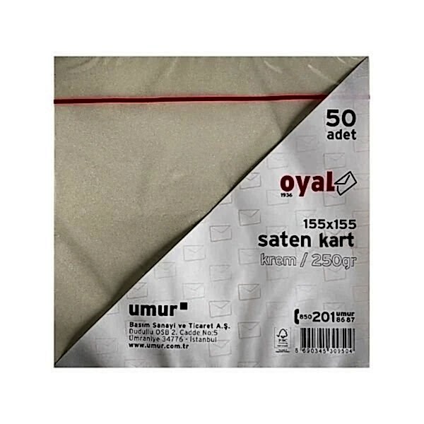 Oyal 08463 155 X 155 250 Gr 50'Lı Krem Saten Kart
