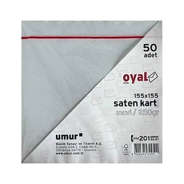 Oyal 08464 155 X 155 250 Gr 50'Lı Mavi Saten Kart