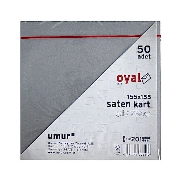 Oyal 08467 155 X 155 250 Gr 50'Lı Grı Saten Kart