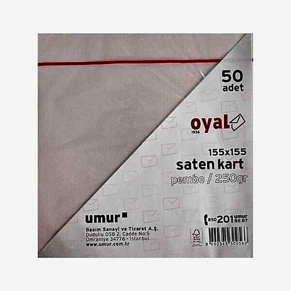 Oyal 08471 155 X 155 250 Gr 50'Lı   Pembe Saten Kart