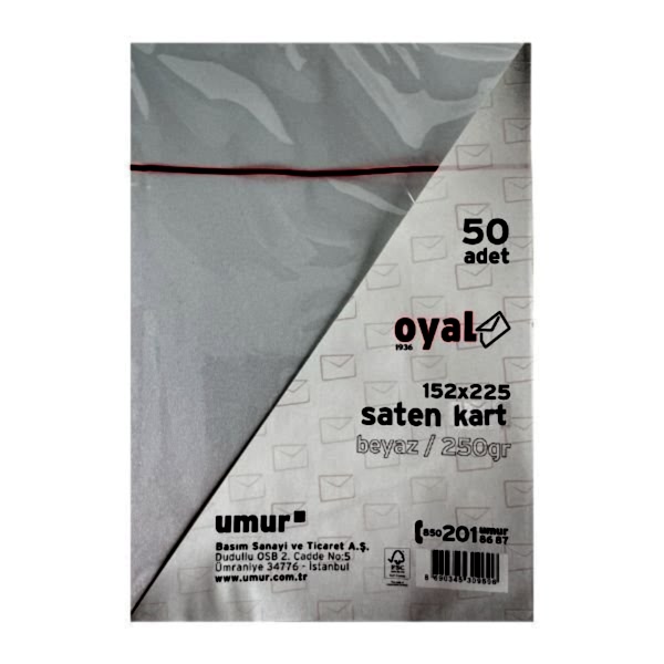 Oyal 08482 152 X 225 250 Gr 50'Lı Beyaz Saten Kart