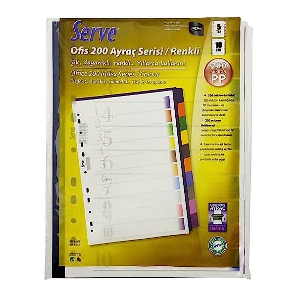 Serve SV-6510 A4 Plastik 10 Renkli Seperatör
