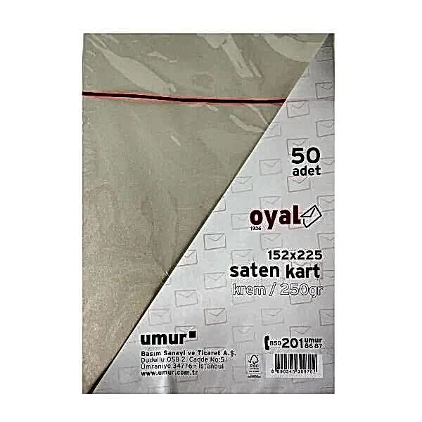 Oyal 08483 152 X 225 250 Gr 50'Lı Krem Saten Kart
