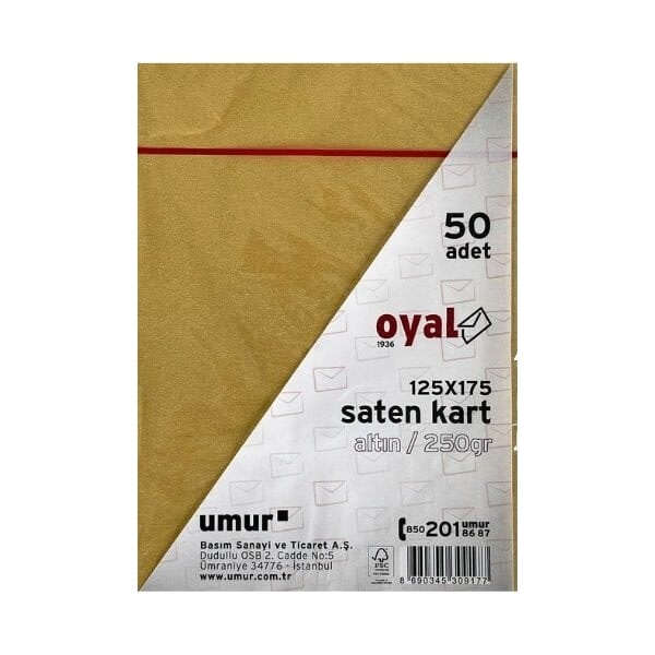 Oyal 125x175 250 Gr 50li Altın Saten Kart