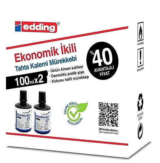 Edding 100 ml 2 li Siyah Tahta Kalemi Mürekkebi