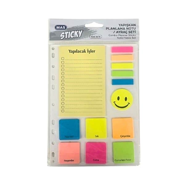 Mas 3676 Kombo Haftalık Plan Yapışkanlı Not Kağıdı