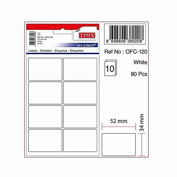 Tanex OFC-120 5 li Floresan Kırmızı Ofis Etiketi