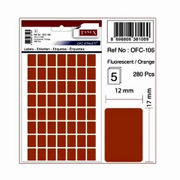 Tanex OFC-106 5 li Floresan Turuncu Ofis Etiketi