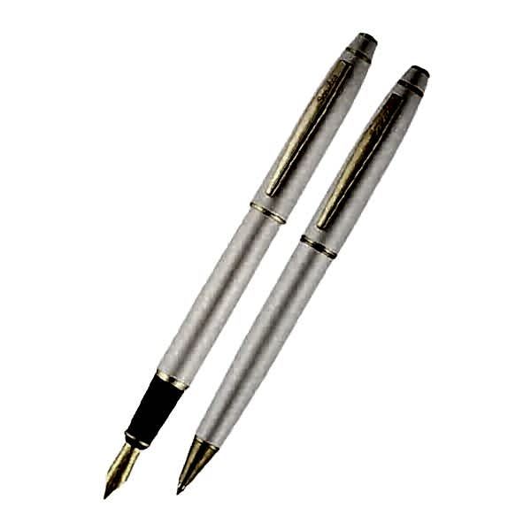 Scrikss 35 Beyaz Altın Dolma Kalem & Tükenmez Kalem Seti