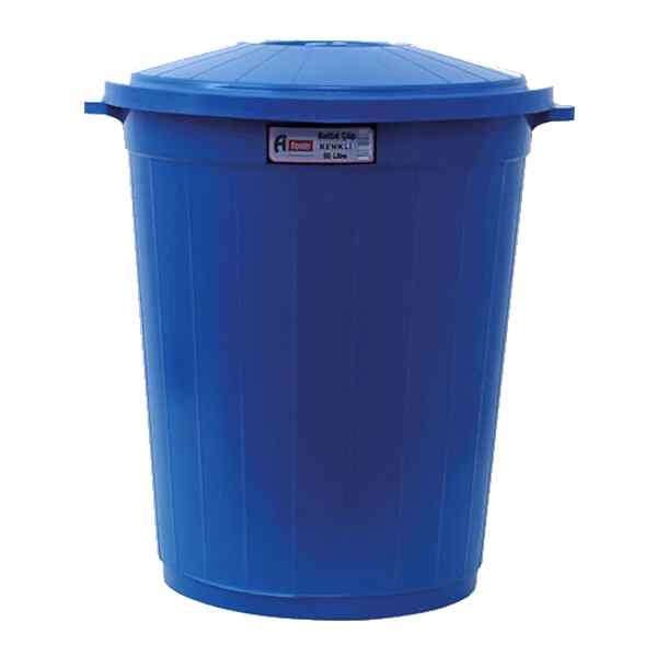 Afacan 50 Lt Mavi Kapaklı Yuvarlak Çöp Kovası
