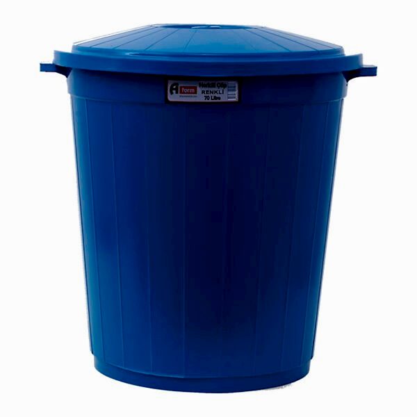 Afacan 70 Lt Mavi Kapaklı Yuvarlak Çöp Kovası