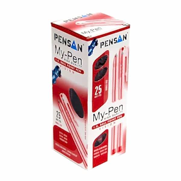 Pensan My-Pen 25 li1.0 mm Kırmızı Tükenmez Kalem