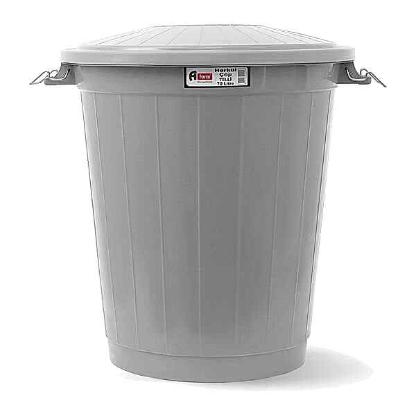 Afacan 70 Lt Gri Yuvarlak Kapaklı Telli Çöp Kovası