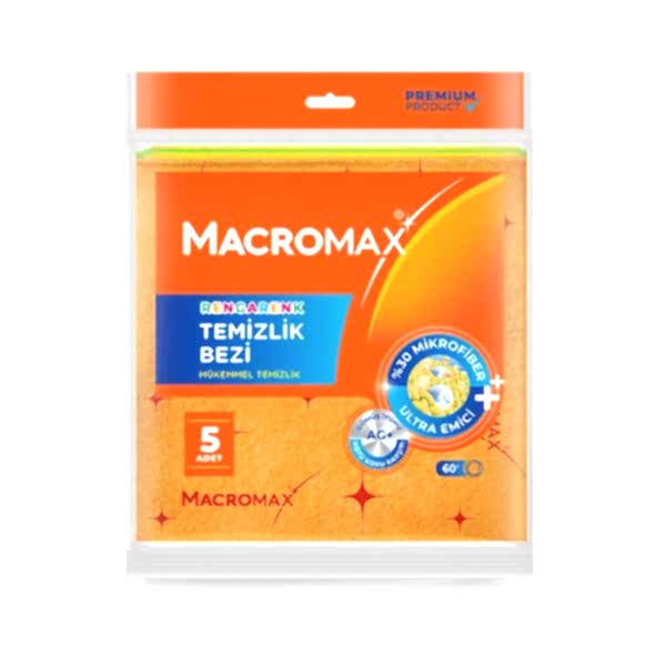 Macromax Rengarenk 5 li Temizlik Bezi