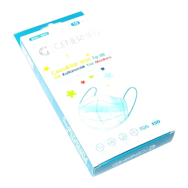 Cenermed 10 Lu 3 Katlı Desenli Çocuk Maskesi