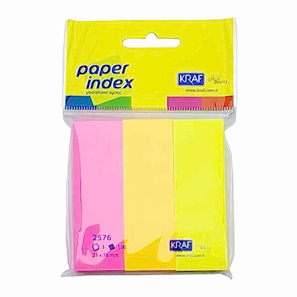 Kraf 25X76 Mm 3 Renk 100 Sayfa Index Not Kağıdı