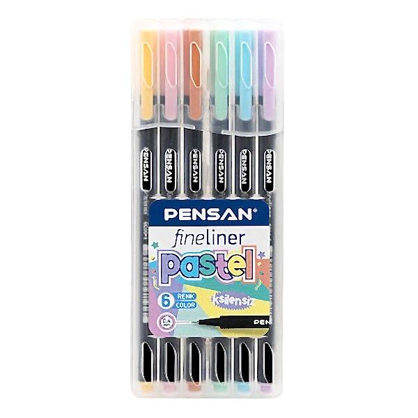 Pensan 6200 6 lı PVC Kutu Pastel Renk Fineliner Kalem