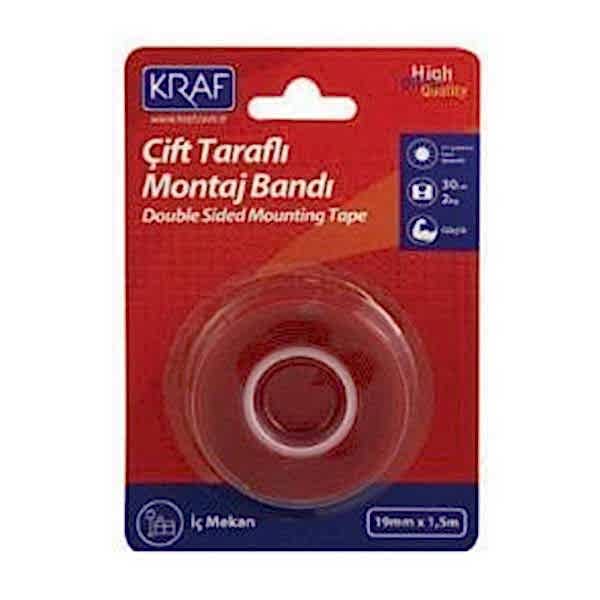 Kraf 2530G 19mmX1.5mt Çift Taraflı Montaj Bandı