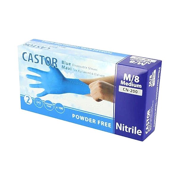 Castor CN-200 M Beden No:8 Mavi Nitril Eldiven