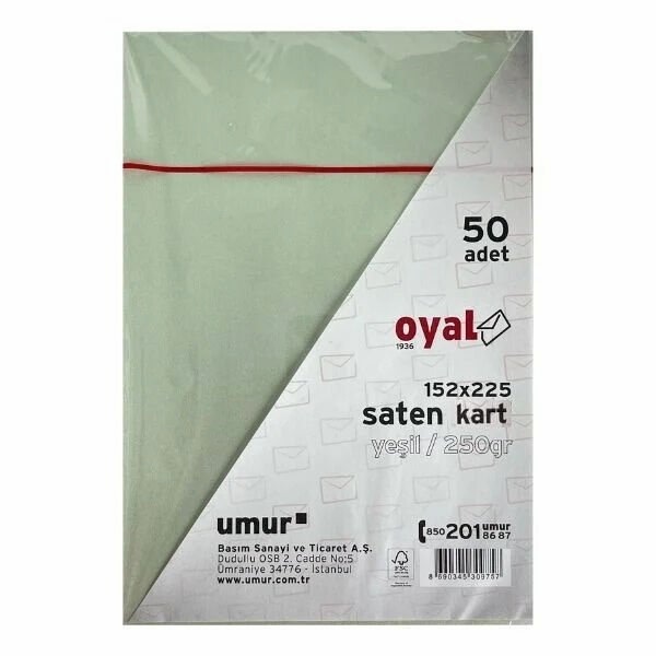 Oyal 08488 152 X 225 250 Gr 50'Lı Yeşil Saten Kart