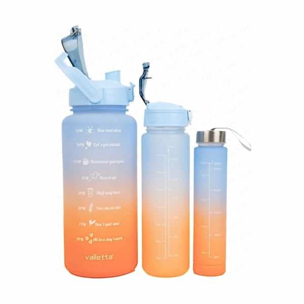 Valletta 1288 Eldorado 3 lü Mavi Motivasyonel Su Matarası