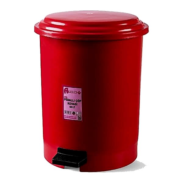 Aform 50 Lt No:5 Kırmızı Pedallı Çöp Kovası