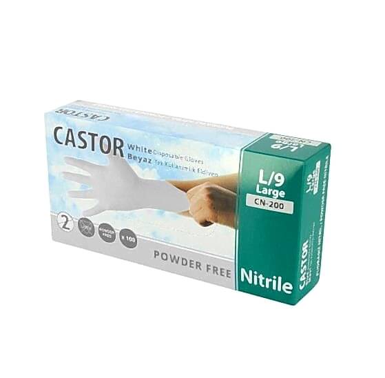Castor CN-200 M Beden No:8 Beyaz Nitril Eldiven