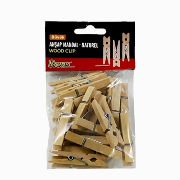 Brons BR-907 Büyük Natural Ahşap Mandal