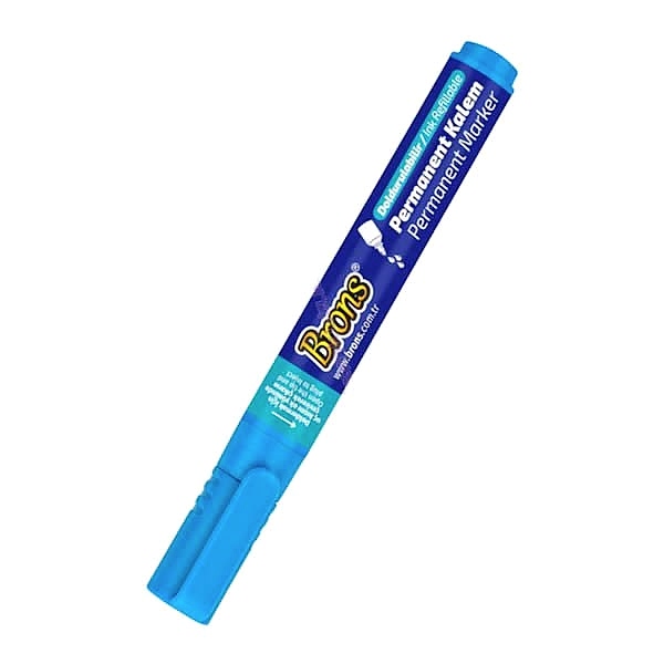 Brons BR-9721 Kesik Uç Mavi Permanent Kalem