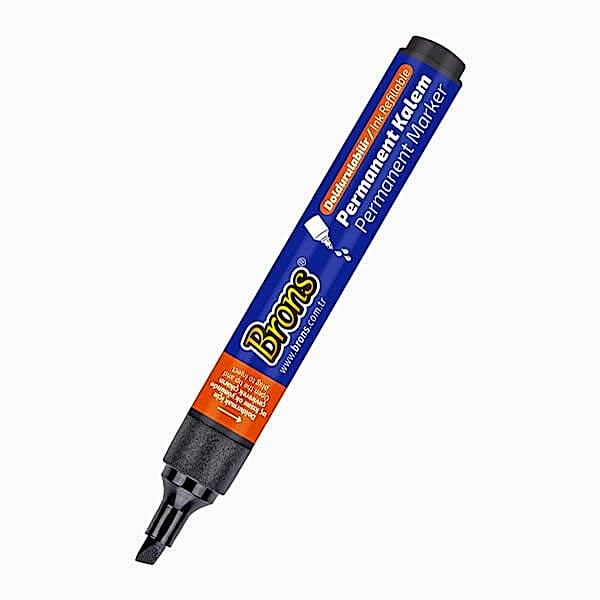 Brons BR-9720 Kesik Uç Siyah Permanent Kalem