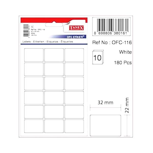 Tanex OFC-116 10 lu Beyaz Ofis Etiketi