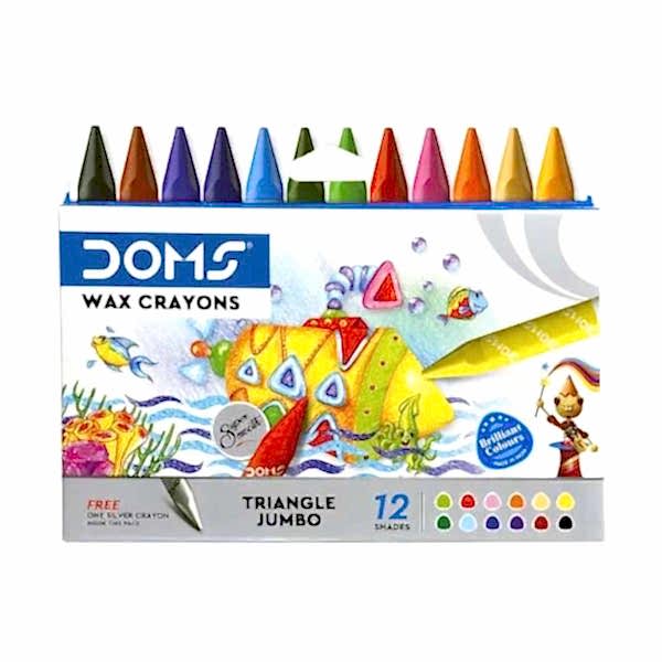 Doms 8102 12 Renk Üçgen Jumbo Mum Boya