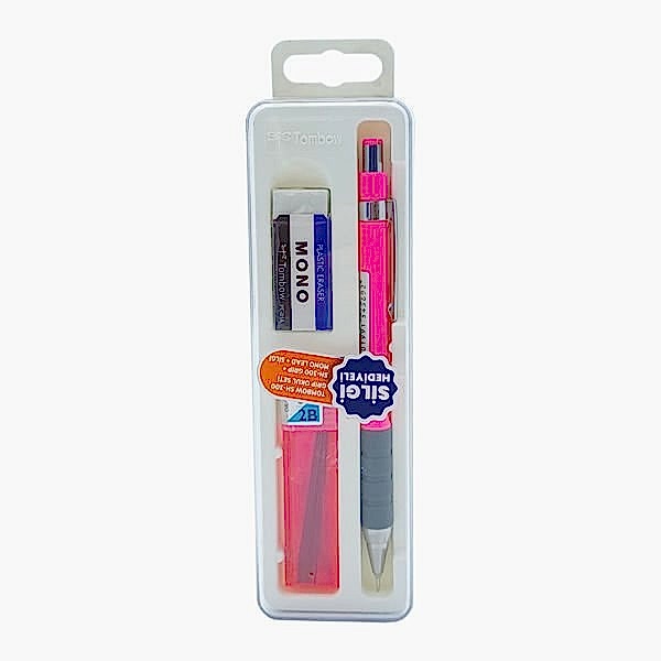 Tombow SH-300 Grip 0,7 mm Neon Pembe Uç Silgi Kalem Seti
