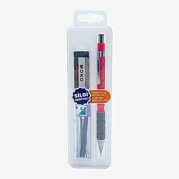 Tombow SH-300 Grip 0,7 mm K.Pembe Uç Silgi Kalem Seti