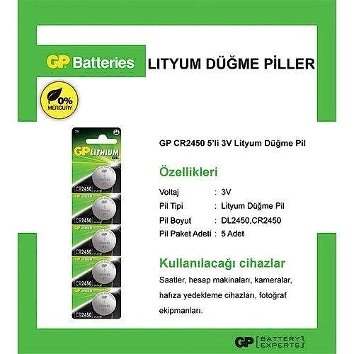 Gp GPCR2450-C5 3V  5 li Lityum Pil