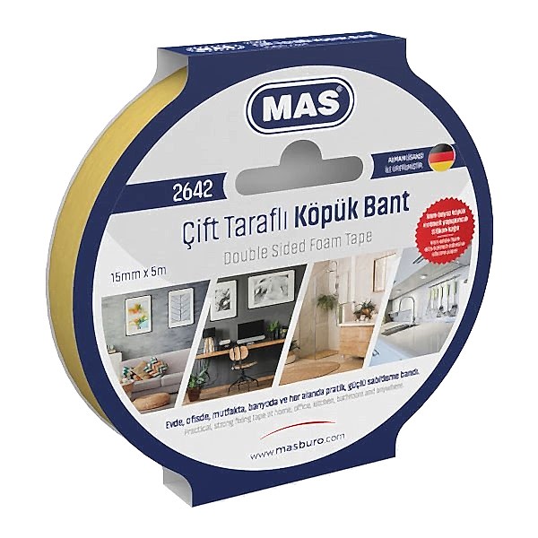 Mas 2642 15mmx5mt Çift Taraflı Köpük Bant