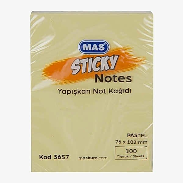 Mas 3657 76x102 100 Yaprak Pastel Sarı Not Kağıdı