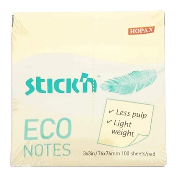 Gıpta Stickn Eco Notes 76x76 100 Yaprak Pastel Sarı Yapışkanlı Not Kağıdı