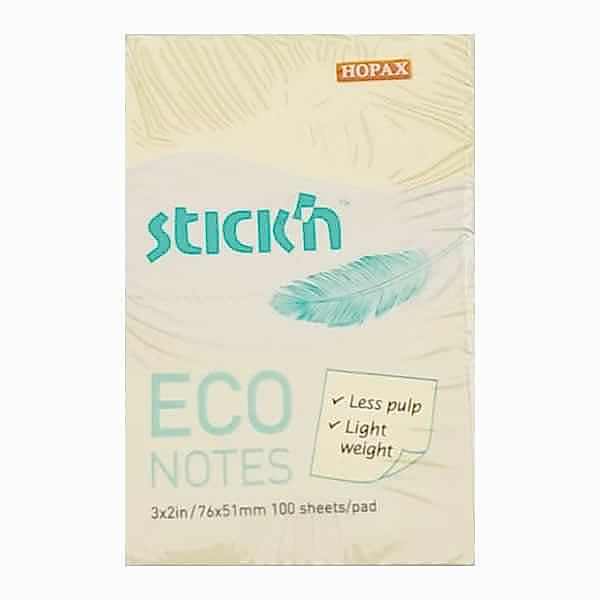 Gıpta Stickn 76x51 100 Yaprak Eco Notes Pastel Sarı Not Kağıdı