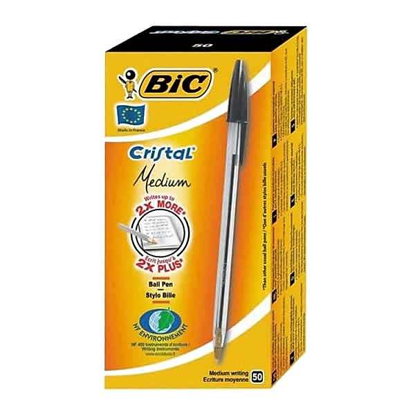Bic 847897 50 li Cristal Medium Siyah Tükenmez Kalem