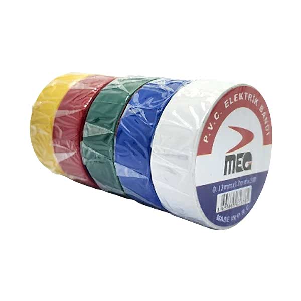 MEG 17mm x 3mt Renkli ve Siyah Elektrik Bandı